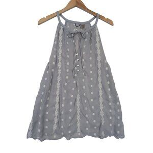 BKE‎ Tank Top Womens L Gray Semi Sheer Embroidered Boho Festival Coastal Cowgirl